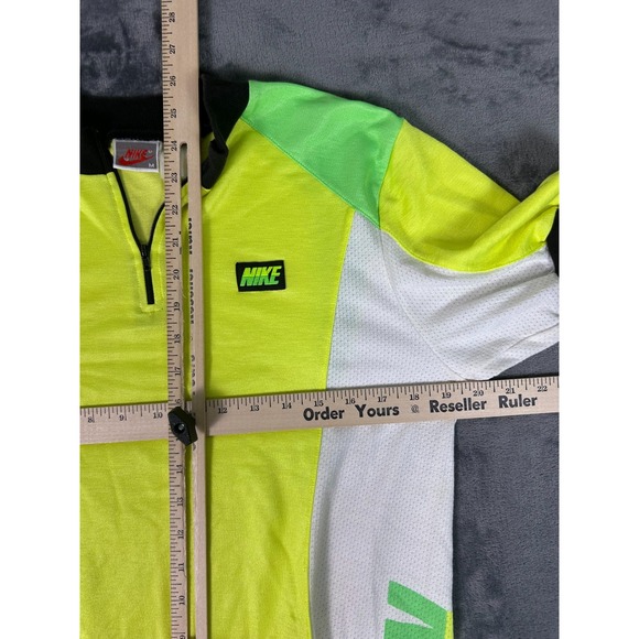 Vintage Nike Cycling Jersey Neon Yellow Green 90s Half Zip Shirt Mens M Rare - Picture 3 of 7